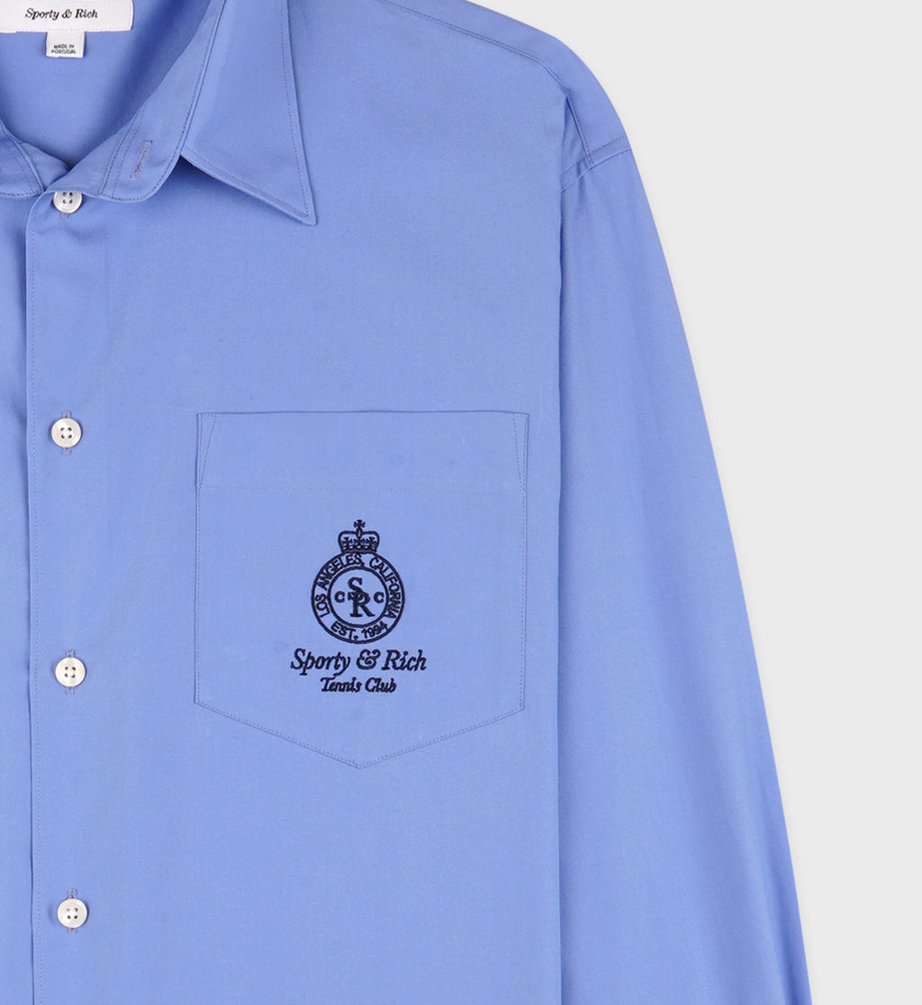 Crown Tennis Oversized Shirt - Flax blue