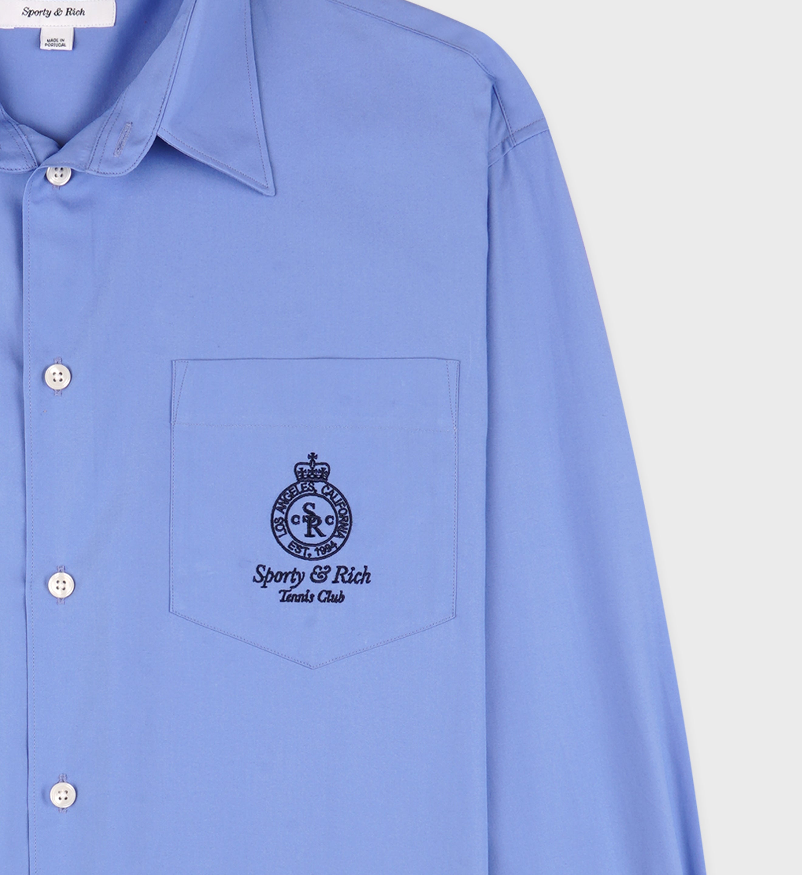 Crown Tennis Oversized Shirt - Flax blue