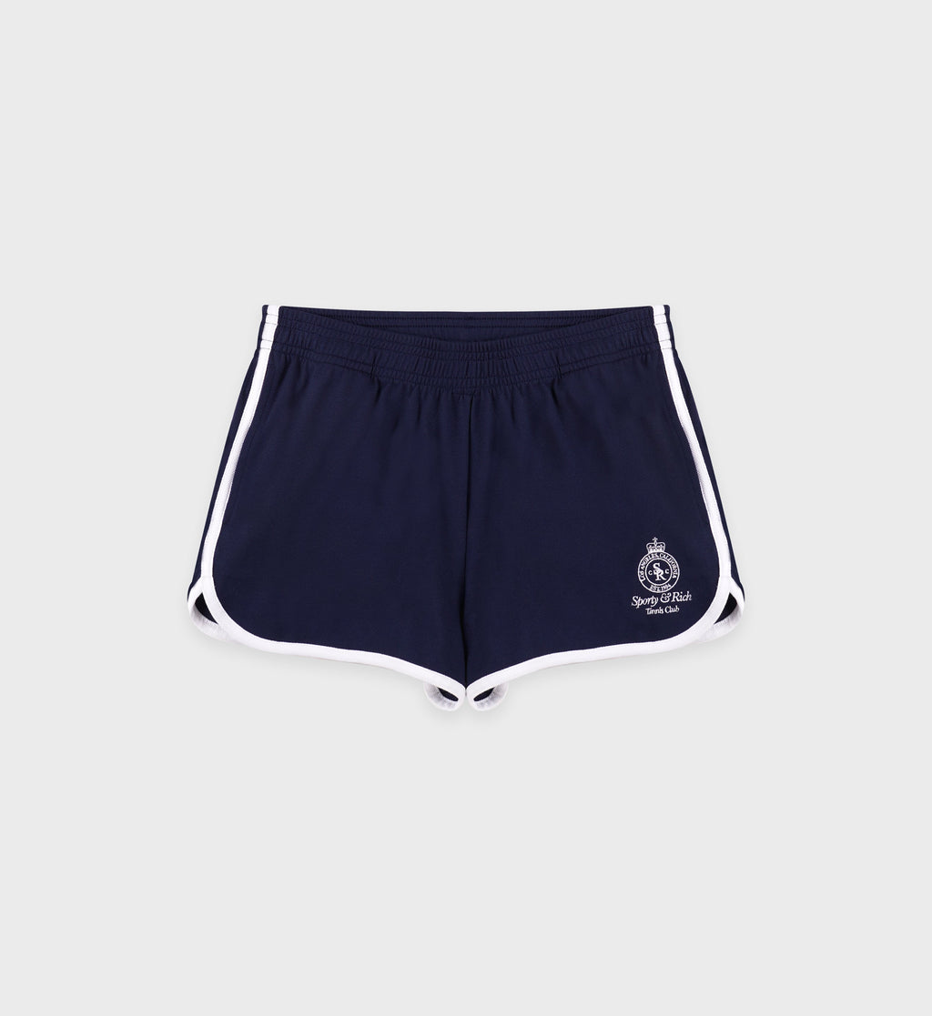 Crown Tennis Pique Short - Navy/White