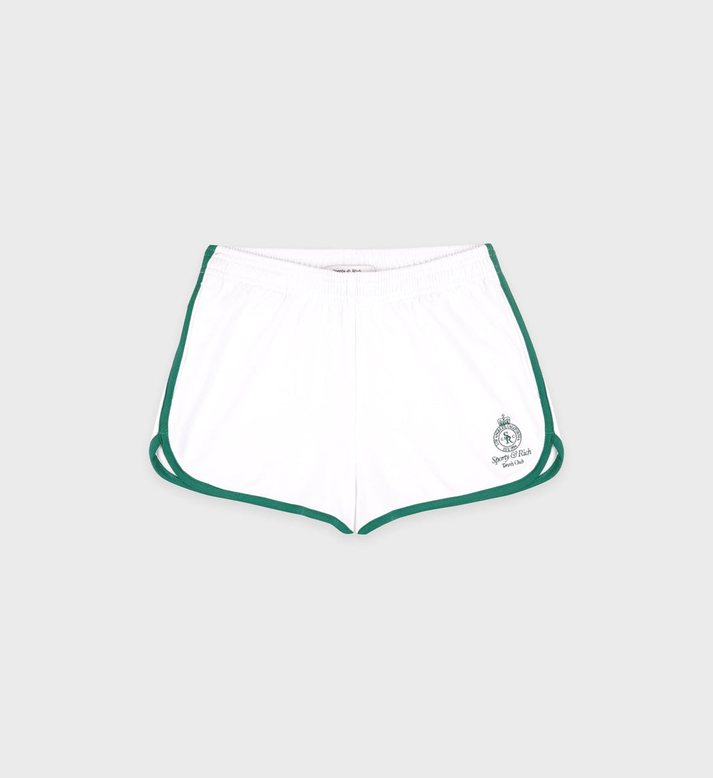 Crown Tennis Pique Short - White/Alpine