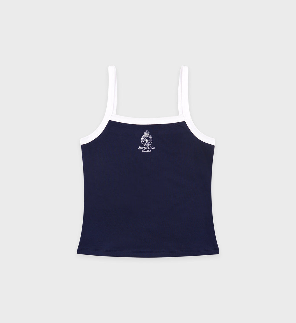 Crown Tennis Pique Tank - Navy/White