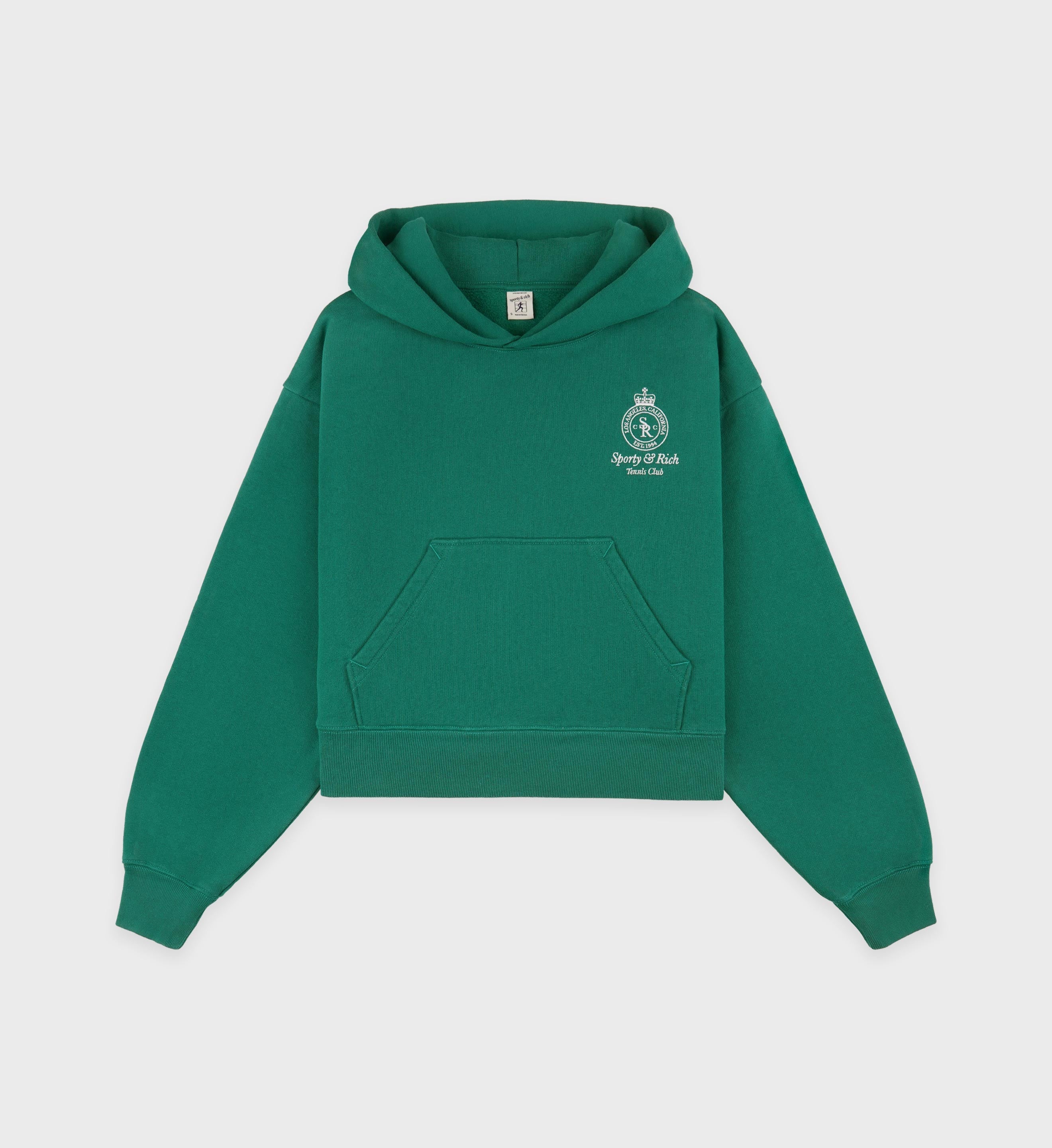 Crown Tennis Cropped Hoodie - Alpine/White