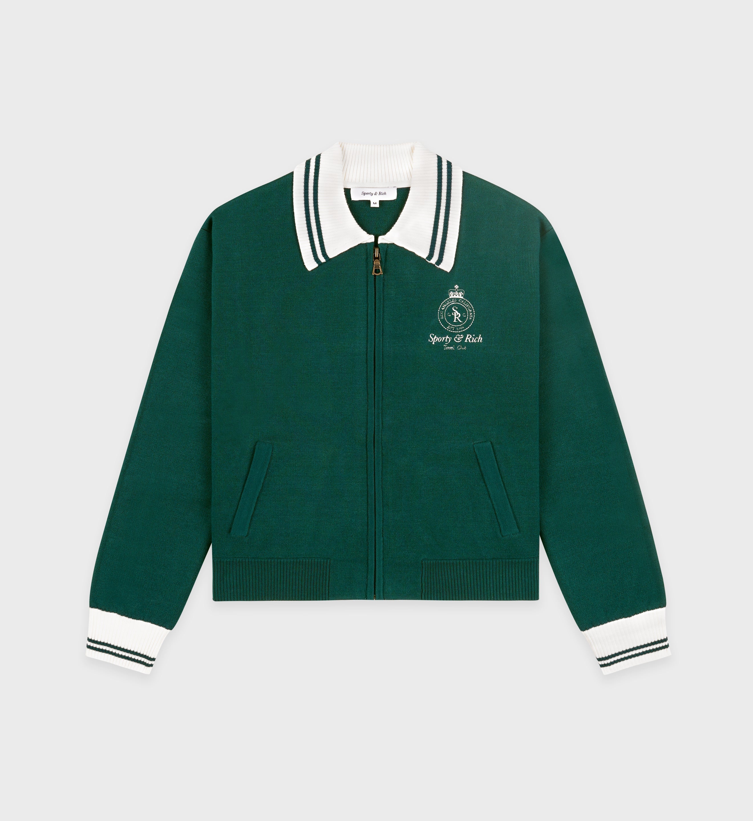 Crown Tennis Zipped Cardigan - Alpine/White