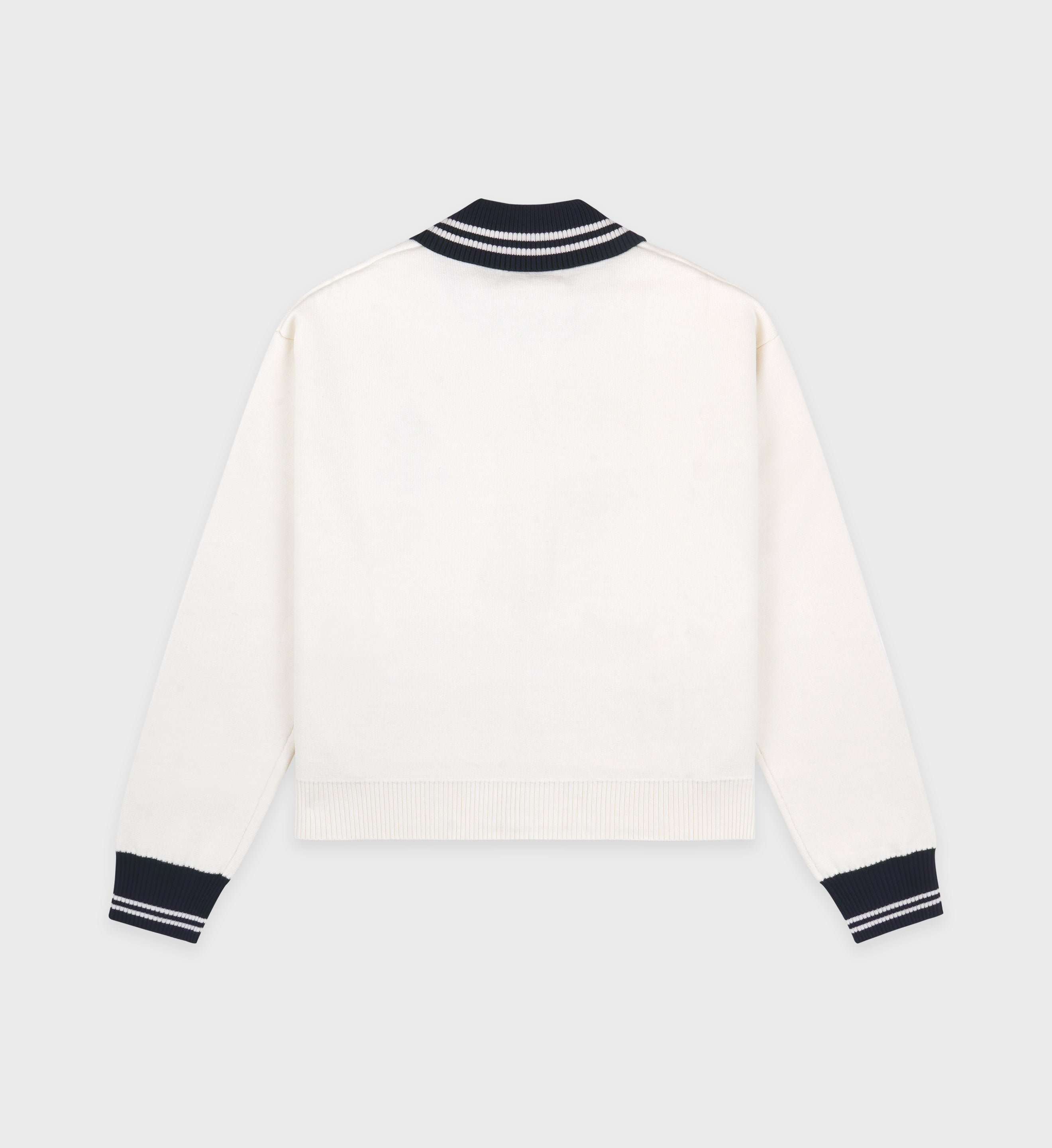 Crown Tennis Zipped Cardigan - Off White/Navy