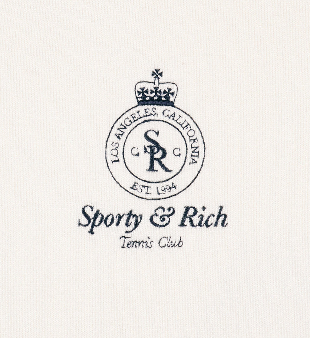 Crown Tennis Zipped Cardigan - Off White/Navy