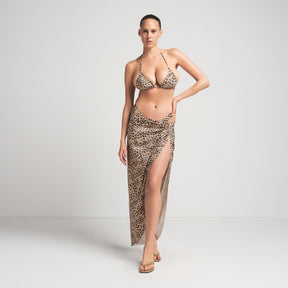 SIGNATURE SWIM SARONG SKIRT | CHAMPAGNE LEOPARD PRINT