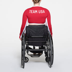 SKIMS FOR TEAM USA SIGNATURE SWIM PARALYMPIC LONG SLEEVE CROPPED T-SHIRT | RED
