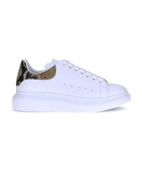 Leather Sneakers with Python Heel