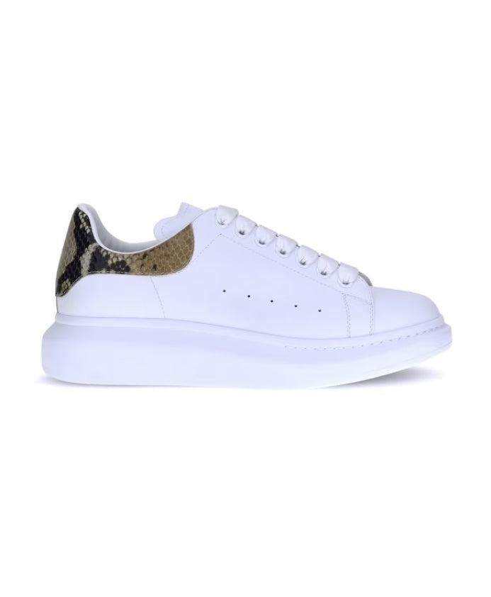 Leather Sneakers with Python Heel