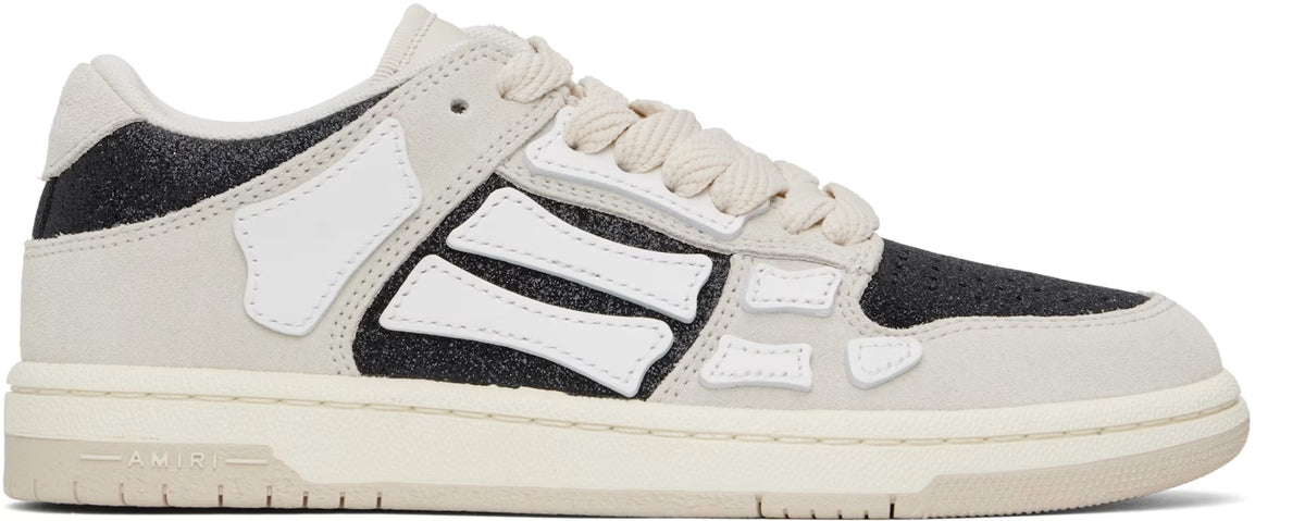 AMIRI Women  Gray & Black Glitter Suede Skel Top Low Sneakers