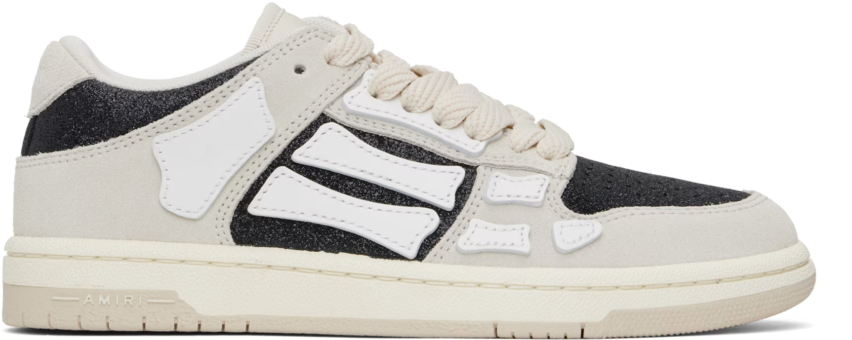 AMIRI Women  Gray & Black Glitter Suede Skel Top Low Sneakers