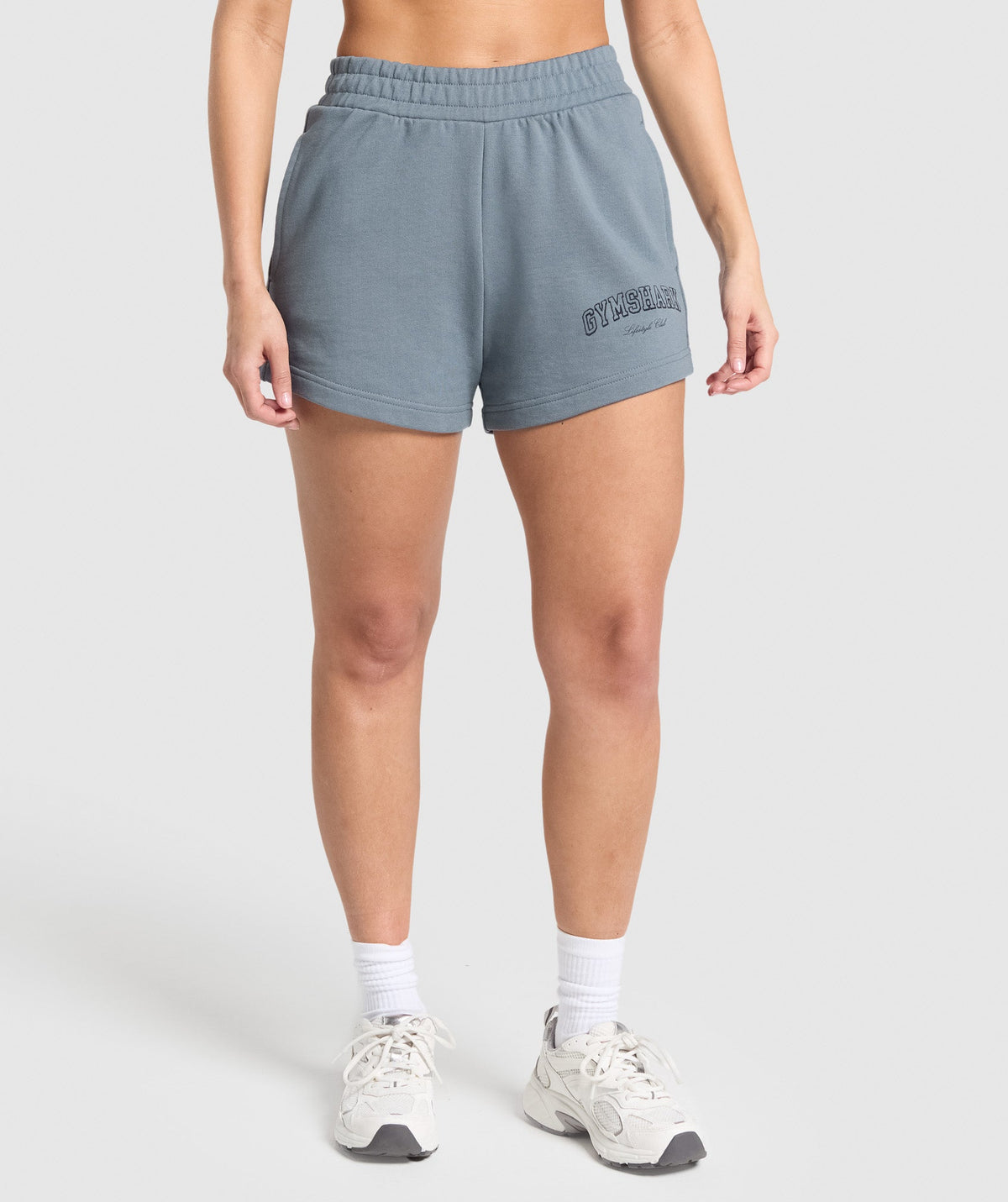 Gymshark Campus Classics Graphic Sweat Shorts - Iron Blue