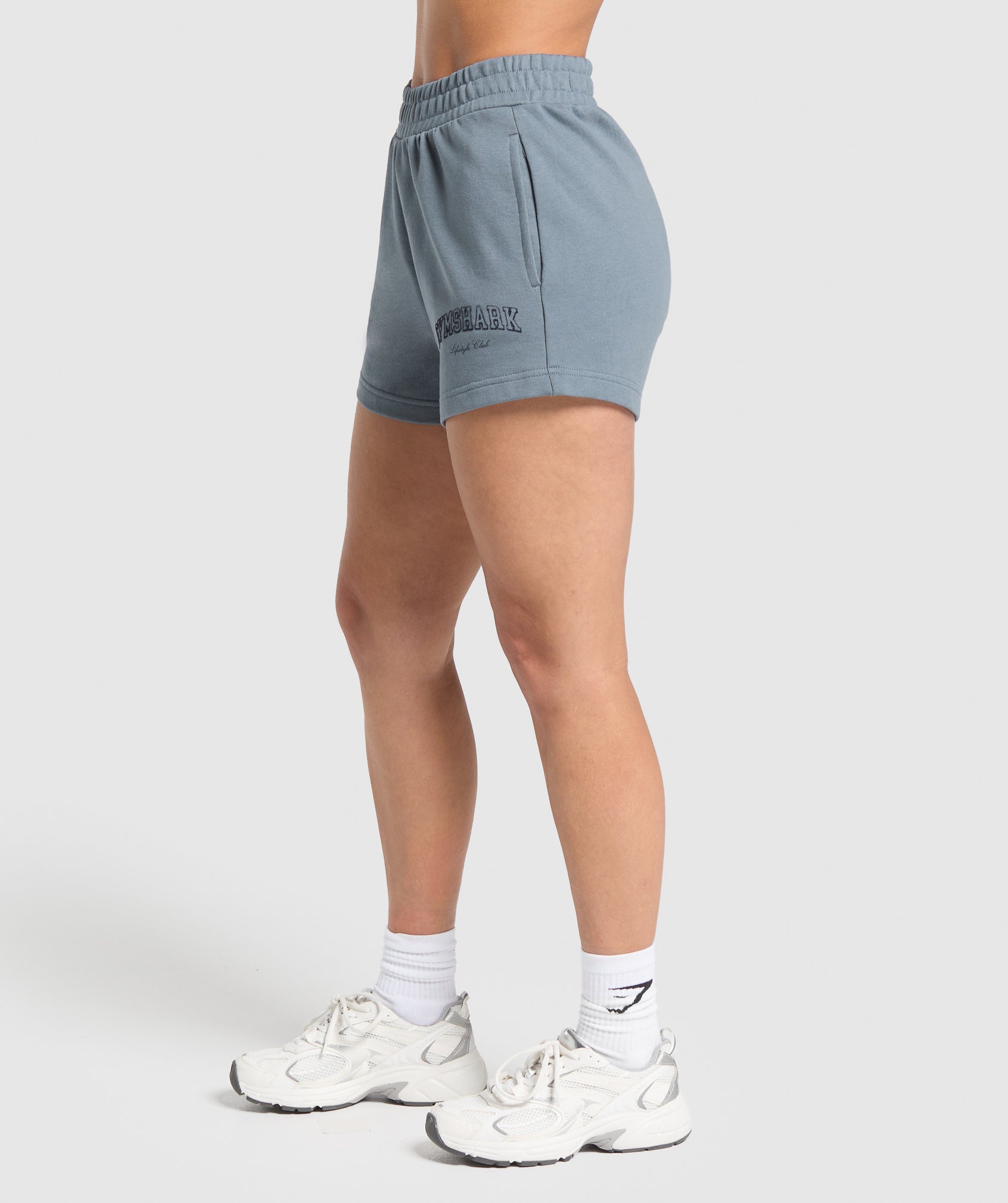 Gymshark Campus Classics Graphic Sweat Shorts - Iron Blue