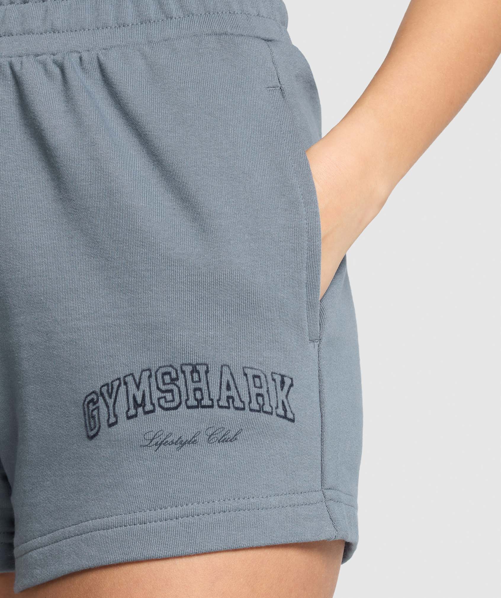 Gymshark Campus Classics Graphic Sweat Shorts - Iron Blue