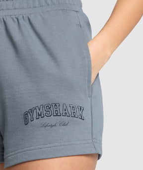 Gymshark Campus Classics Graphic Sweat Shorts - Iron Blue