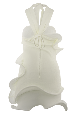 Caprice Halter Knit Mini Dress - White