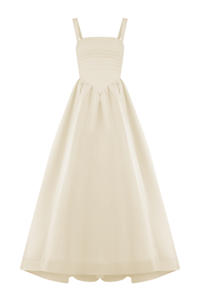 Carla Ruched Gown - Cream Ivory