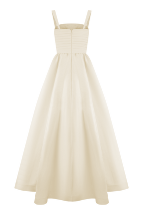 Carla Ruched Gown - Cream Ivory