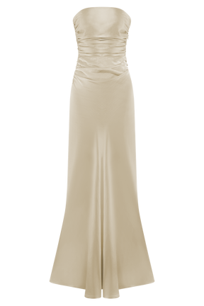 Cedar Strapless Satin Maxi Dress - Blush Gold