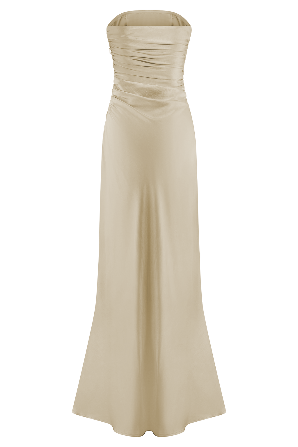 Cedar Strapless Satin Maxi Dress - Blush Gold