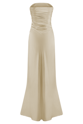 Cedar Strapless Satin Maxi Dress - Blush Gold