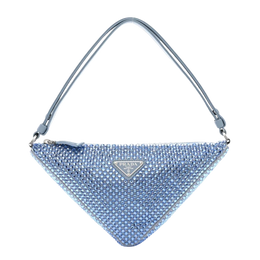 Satin Crystal Triangle Pouch Celeste