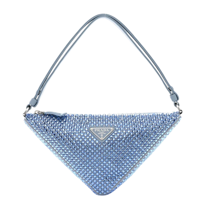 Satin Crystal Triangle Pouch Celeste