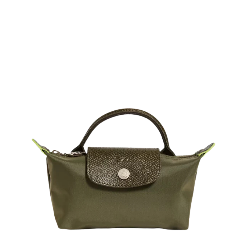 Longchamp Le Pliage Green Pouch With Handle Chestnut