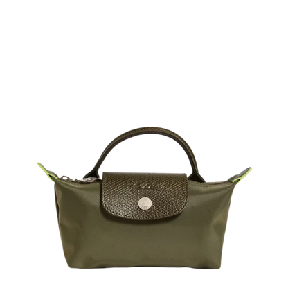 Longchamp Le Pliage Green Pouch With Handle Chestnut