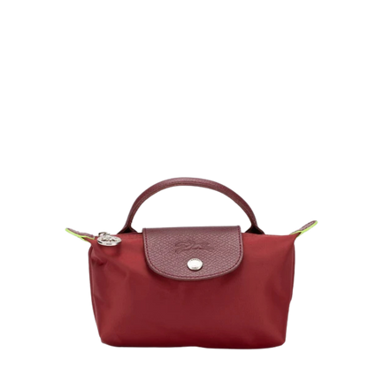 Longchamp Le Pliage Red Pouch With Handle Chestnut