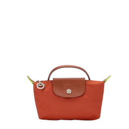 Longchamp Le Pliage Orange Pouch With Handle Chestnut