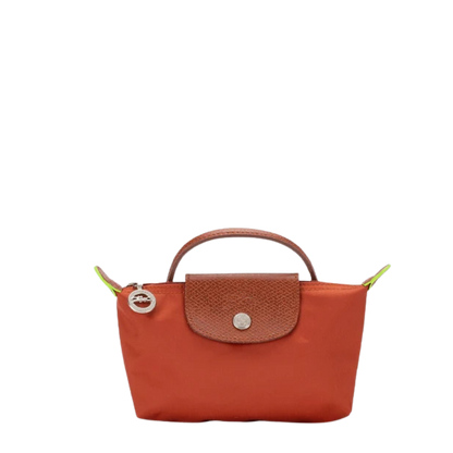 Longchamp Le Pliage Orange Pouch With Handle Chestnut