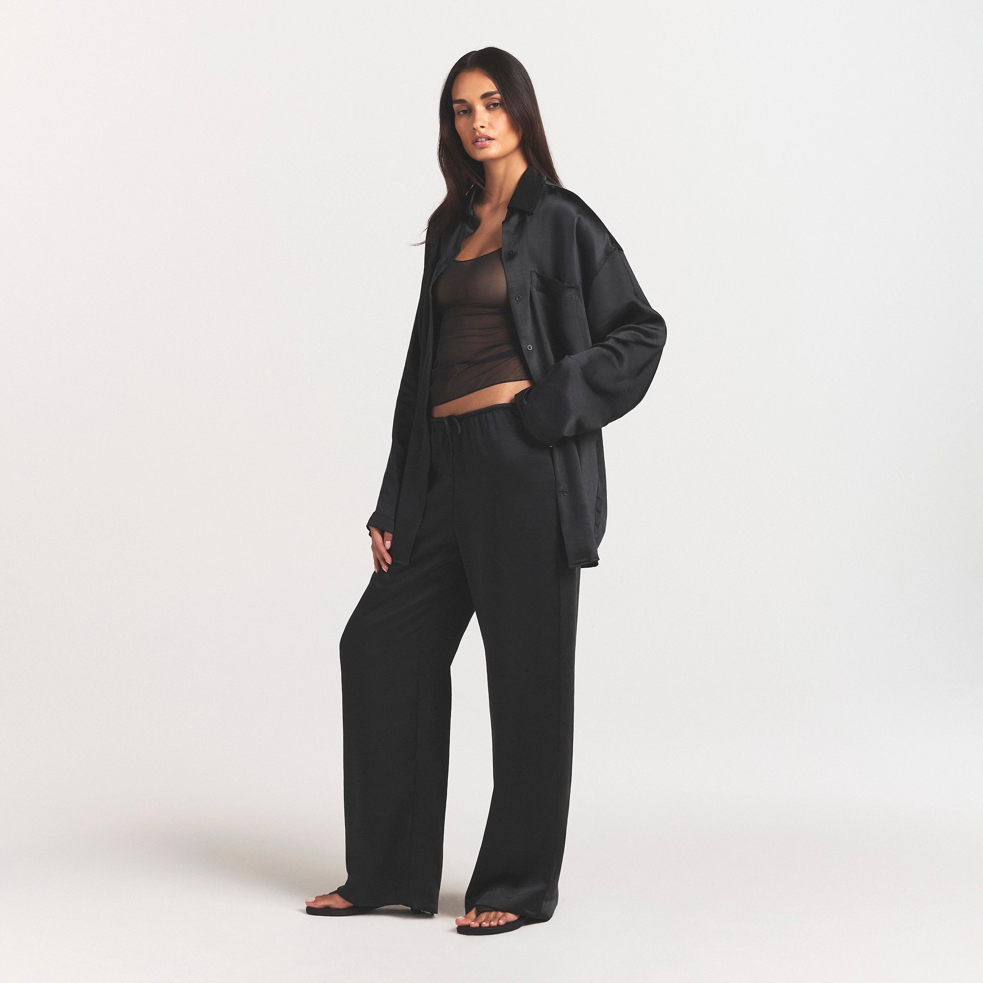 Lightweight Satin Straight Leg Pant