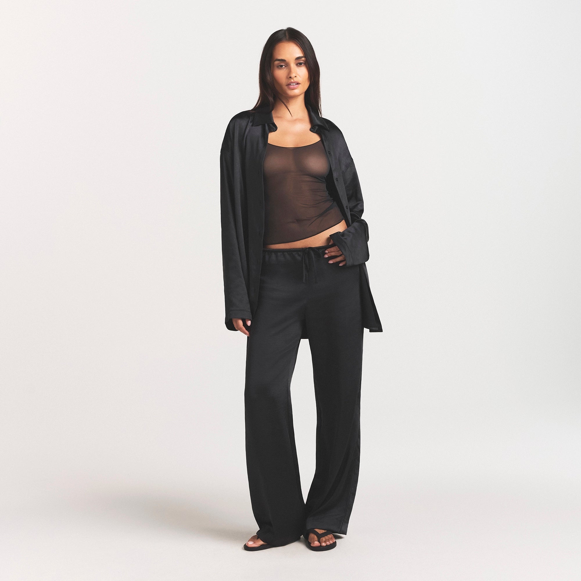 Lightweight Satin Straight Leg Pant