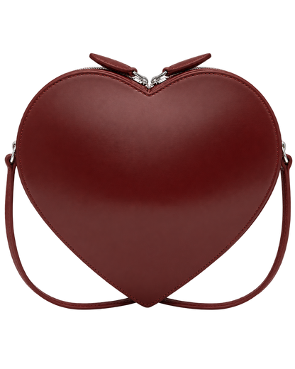 Heart-Shaped Premium Leather Crossbody Bag – Chocolate Brown