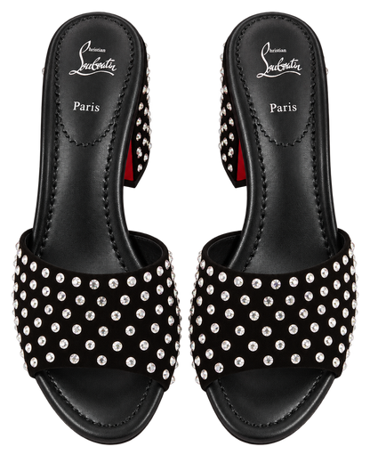 Jane 85 Strass Mules in Calf Leather
