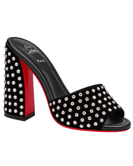 Jane 85 Strass Mules in Calf Leather