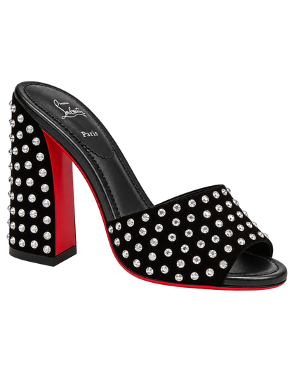Jane 85 Strass Mules in Calf Leather