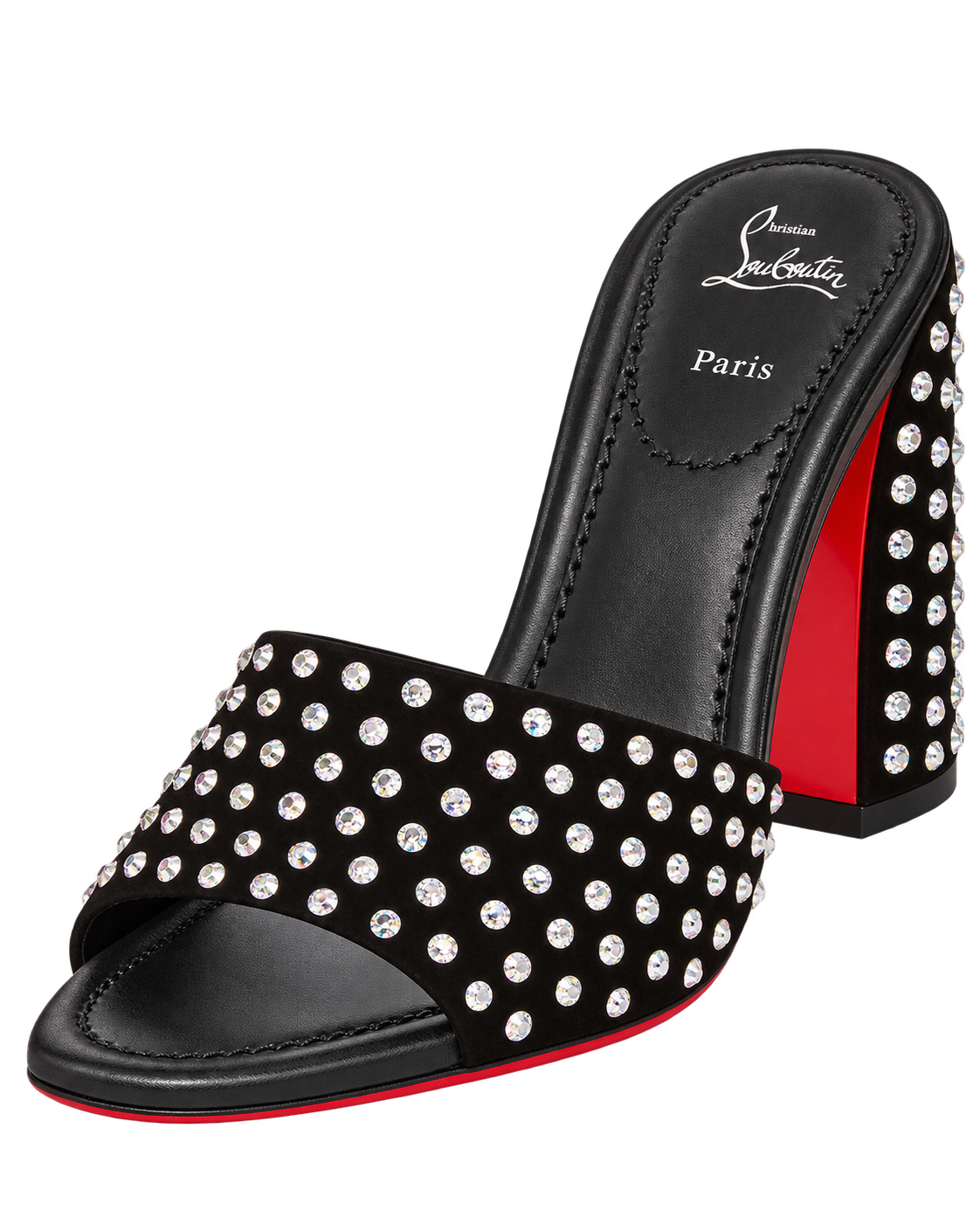 Jane 85 Strass Mules in Calf Leather