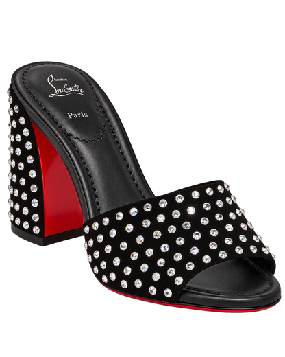 Jane 85 Strass Mules in Calf Leather