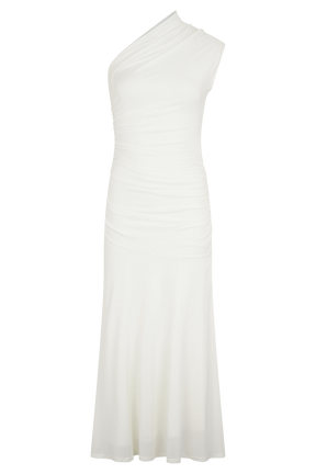 Chloe Peached Jersey One Shoulder Midi Dress - Ivory