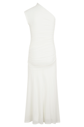 Chloe Peached Jersey One Shoulder Midi Dress - Ivory