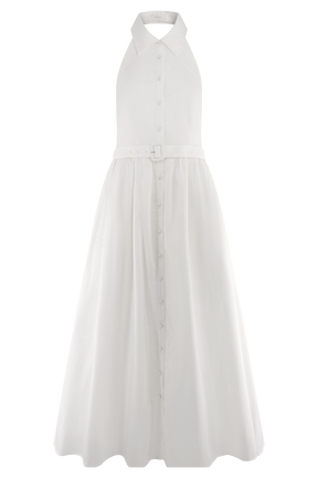 Cindy Collared Midi Dress - White