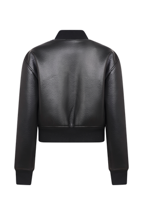 Codi Faux Leather Bomber Jacket - Black