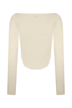 Colette Boat Neck Mesh Top - Ivory
