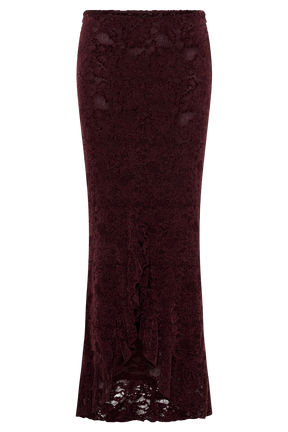 Artemis Lace Plisse Maxi Skirt - Plum