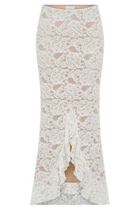 Artemis Lace Plisse Maxi Skirt - Ivory