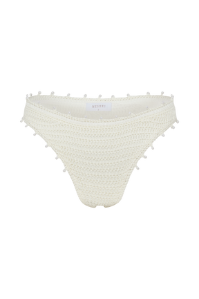 Sadie Pearl Knit Bikini Bottom - White