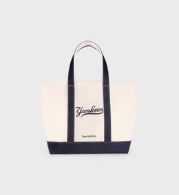 Yankees Curve Tote Bag - Natural/Dark Navy