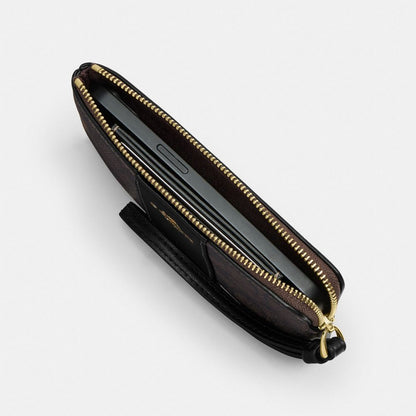 Corner Zip Wristlet In Signature Canvas With Stripe